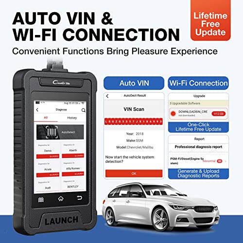 LAUNCH OBD2 Scanner Creader Elite 302, SRS ABS Scan Tool Car Check Engine Code Reader, Auto VIN, Lifetime Free Online Update, Optional 2 Reset Functions, Full OBD2 Diagnostic Tool, 4 Inch Touchscreen