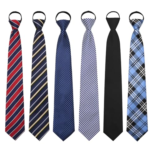 Image of Mens Ties Zipper Ties for Men, Pre Tied Mens Tie 4 Pack Adjustable Mens Neckties for Business Wedding Party