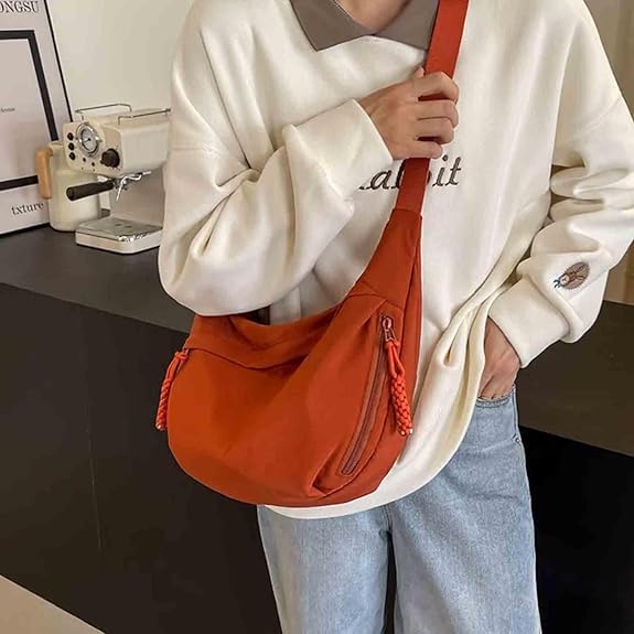 Naturally Crossbody bag, Women's Fashion Plain Color Nylon Crossbody Hobo Bag, Small Slouchy Sling2