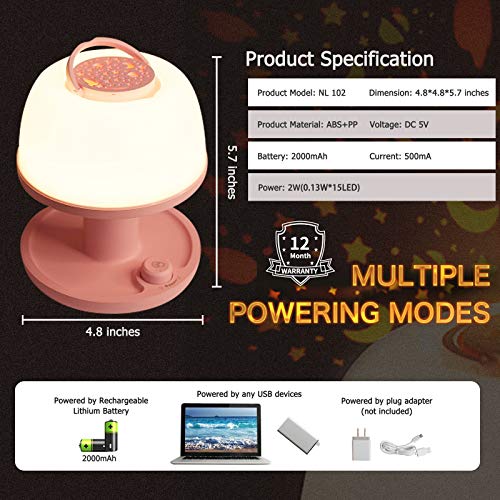 Licklip Toddler Night Light Lamp, Dimmable Led Bedside Lamp With Star Projector, Kids Night Lights With Timer Design & Color Changing, Portable Rechargeable Lamp, Cute Gifts For Children Bedroom #TOP5