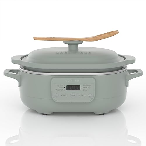 Olla de cocción lenta programable de 4 cuartos de galón con programación flexible y fácil, olla multicocción Claypot 8 en 1, bandeja extraíble,