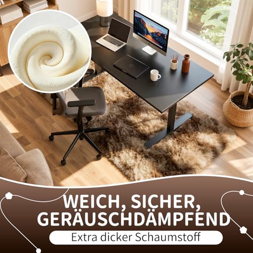 VOFUSHON Teppich Läufer 80x150 cm Braun Hochflor – Ansicht 7