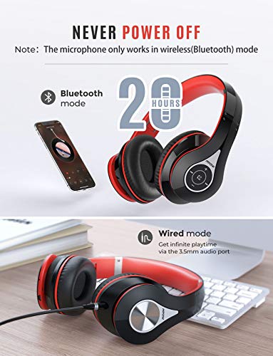 Mpow 059 Bluetooth Headphones Over Ear, Hifi Stereo Wireless Headset, Built-in Microphone, Soft Memory-Protein Earmuffs, Foldable, with Wired Mode, for Online Class, Home Office, PC, Cell Phones, TV - Thumbnail 3
