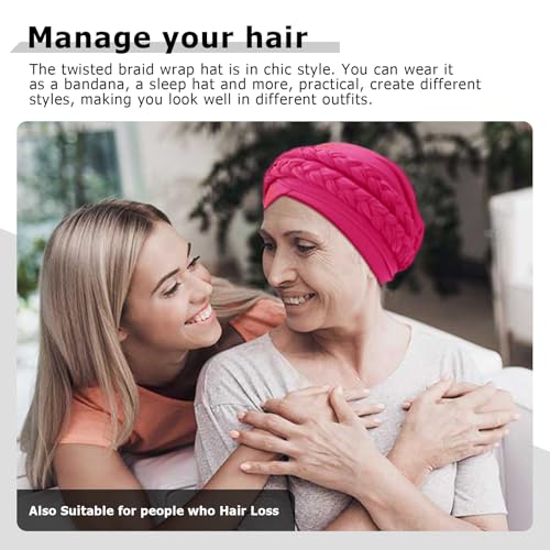 Image of DRESHOW African Women Turban Caps Beanie Twist Headscarf Pre-Tied Double Twisted Braid Hair Cover Wrap Hat Chemo Cancer Cap