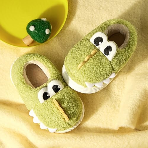 Kids Toddler Cartoon Slippers Boys Girls Dinosaur House Shoes Non Slip Warm Soft Winter Fuzzy Full Wrapped Slipper4