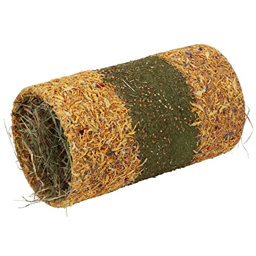 Kerbl Pet Kräutertunnel, Futtertunnel, M, 25 x Ø 14,5cm, 300g, gefüllt mit Heu, natürliche Zutaten, Versteck und Snack