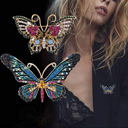 Woeoe Butterfly Crystal Brooch Pins Gold Rhinestone Sweater Brooch Pin Insect Shawl Clothing Buckle Party Brooches Pins Jewelry Accessories for Women