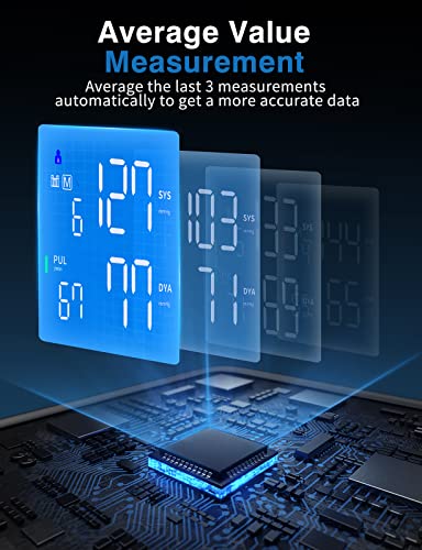 Automatic Blood Pressure Monitor Upper Arm with Large Backlit Display, Accurate Digital BP Monitor with Adjustable Cuff 8.7"-16.5", 3x199 Sets Memory, Include Batteries and Type C Cable - Image 6