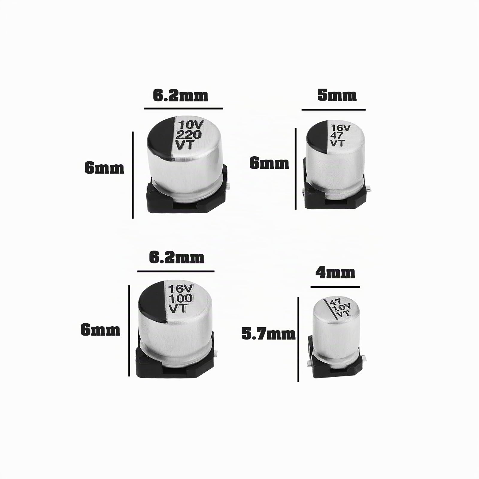 Lot de capuchons de condensateur de réparation 220 uf 10 V, 47 uf 16 V, 100 uf 16 V, 7 uf 10 V compatible avec Nintendo compatible avec lecteur DVD optique GameCube PCB