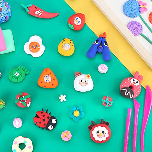 iFergoo Air Dry Clay, 65 Colours Modelling Clay for Kids, Safe and No-Toxic Modeling Clay & Dough, Soft & Stretchable DIY Magic Clay with Tools, Children Boys Girls Toys Gifts - Image 5