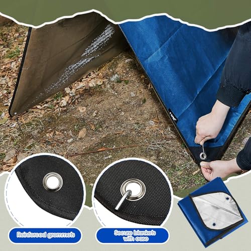 Image of Kingdder 2 Pcs Heavy Duty Emergency Blankets for Survival Camping Blanket Insulated Tarp 60 x 82 Inches Outdoor Waterproof Thermal Reflective Tarp Tent Insulation for Camp Hiking Picnic