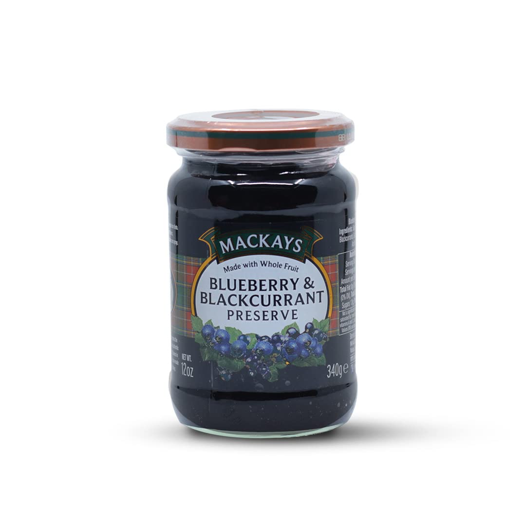Mackays Blueberry & Blackcurrant Preserve Jam for Bread | Made in Small Batches | Vegan | No Artificial Color and Flavor | Gluten Free | Natural Fruit Jam with Real Fruits - 340gm (B01M4GE3WG) Amazon Price History, Amazon Price Tracker