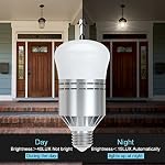 Capteur intelligent LED Ampoule, Haofy 12W Ampoule de lumière Dusk to Dawn Détection de photosenseur intégrée avec interrupteur automatique Lampe extérieure/intérieure pour garage de porch sous-sol Hallway(E26/E27,600lum,Blanc frais)