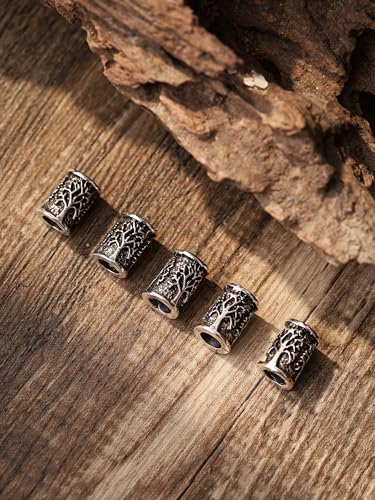 HAQUIL Tree of Life Bead, Yggdrasil Viking Hair Bead, Norse Vikings Runes Hair Beard Beads, Jewelry for Men Women2