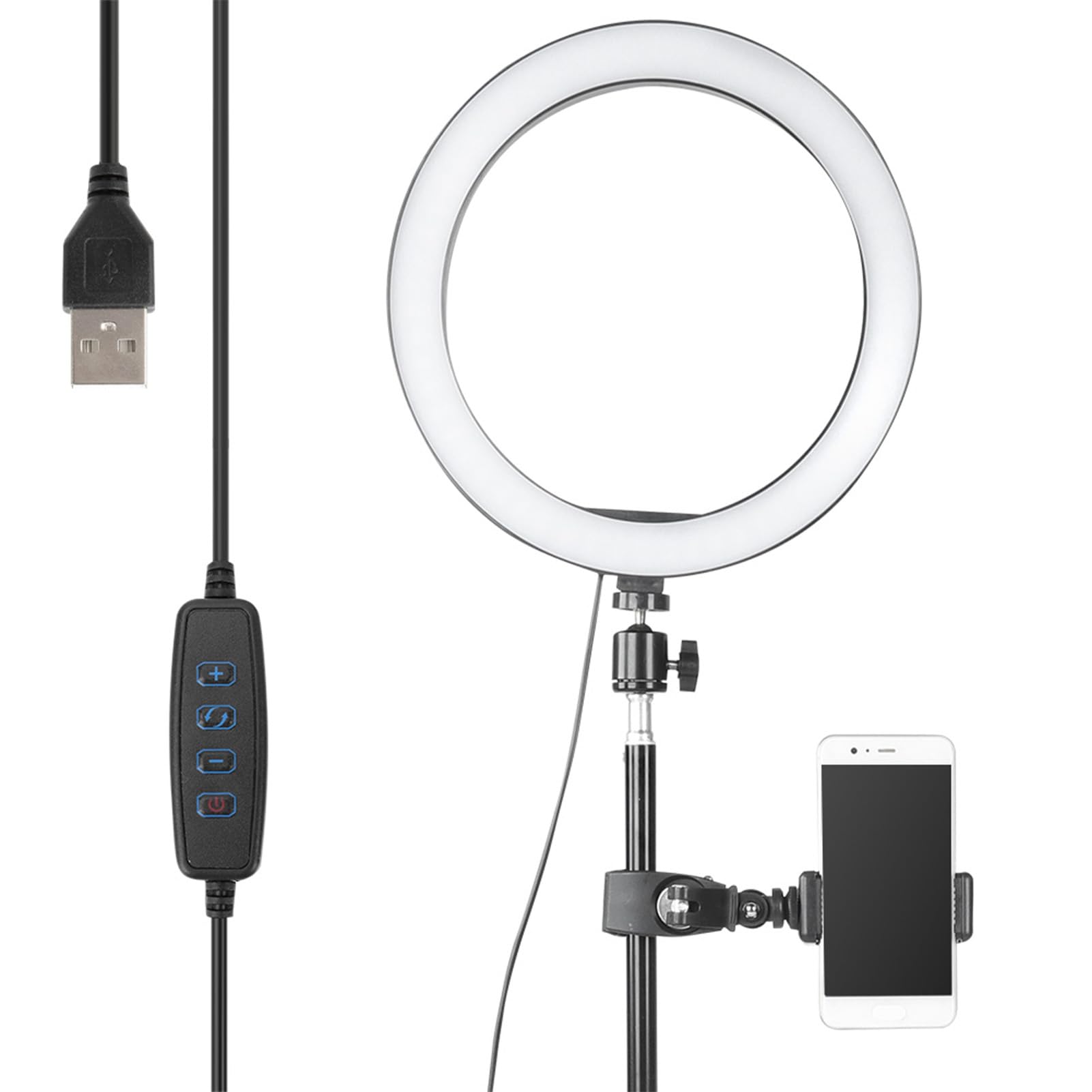 Generic Cercle Lumineux LED à intensité Variable de 10 Pouces avec Trépied et Clips de Téléphone pour Le Maquillage et Les Selfies en Direct