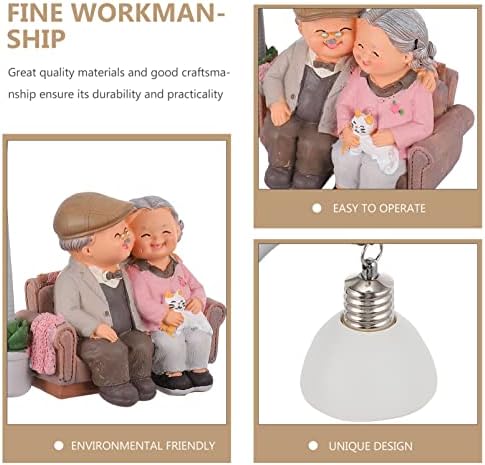 Homoyoyo Grandparents Figurines Loving Elderly Couple Figurines Cute Figurines Night Light Desktop Figurine Lamp for Living Room Bedroom
