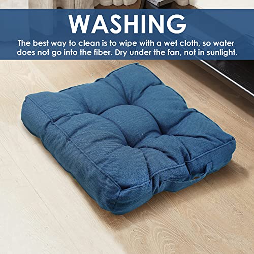 Floor Pillow, Floor Cushion For Yoga, Living, Room, Balcony, Office Or Outdoor, Square Seat Cushion, Square Floor Pillow Seating With Carrying Handle Blue #TOP6