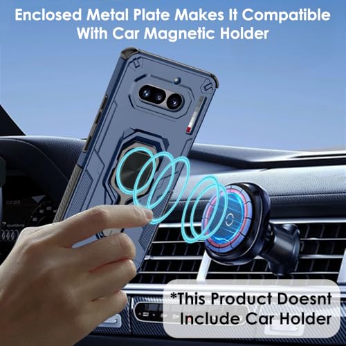 Image of TheGiftKart Tough Armor Bumper Back Case Cover for Nothing Phone 4a 5G | Ring Holder & Kickstand in-Built | 360 Degree Protection Back Case Cover for Nothing Phone 4a 5G (PC & TPU, Blue)