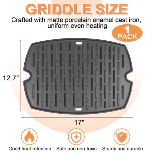 Image of 7582 Griddle Insert for Weber Q Griddle Parts Q1200 Q1000 Q1400 Q100 Q120 Q140 Grill Replacement 65810 7644 65465 Weber Baby Q Accessories 50060001 50060301 386001 386002 Q Grill Parts, Cast Iron
