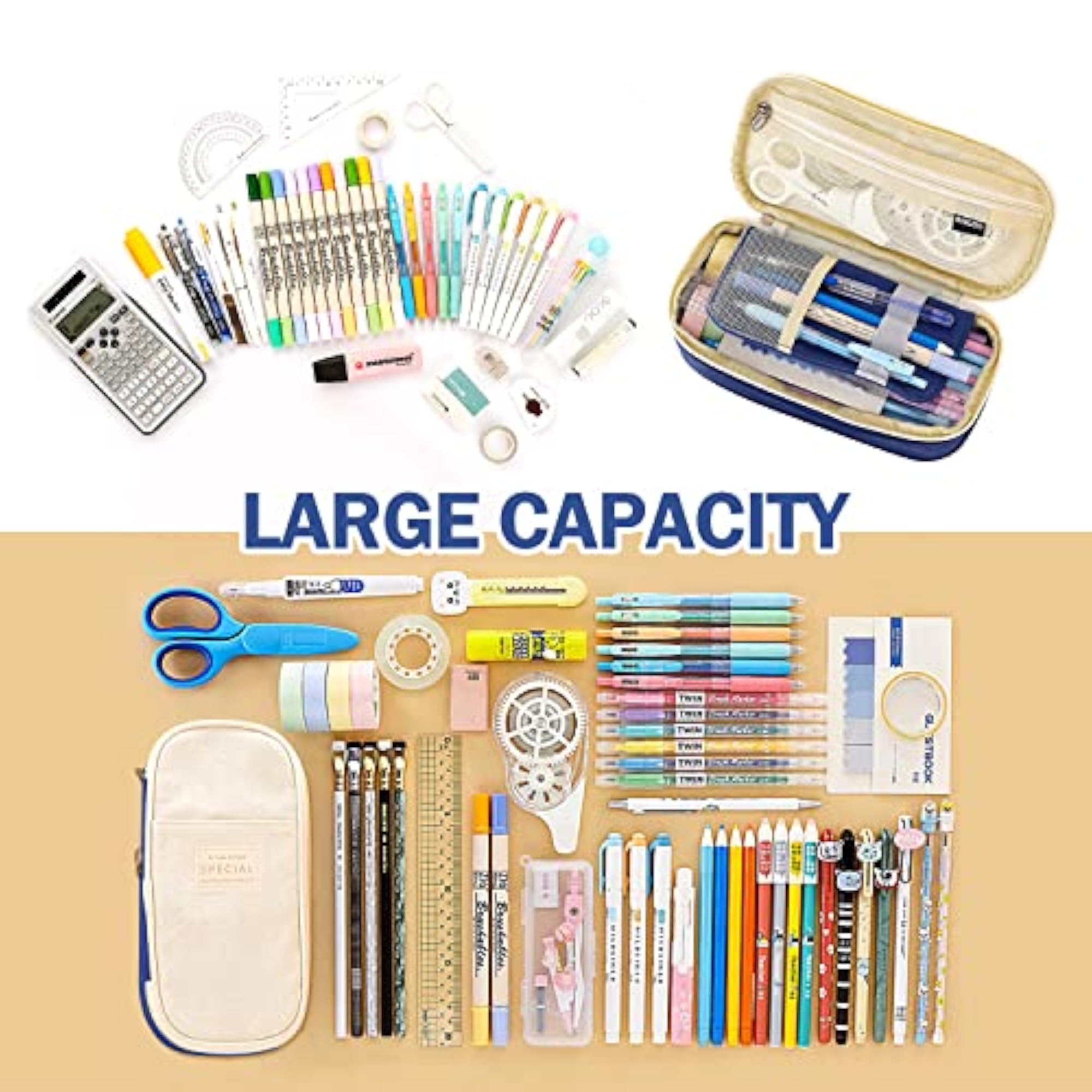 Large Capacity Pencil Pouch, Expandable Storage Bag