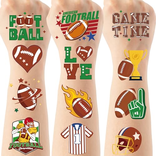 Football Game Day Temporary Tattoos - 200+ Gridiron Decorations Supplies Tailgate Party Favors Fake Tattoo for Fans Athletes Rugby Sticker School Prize (8 sheets)