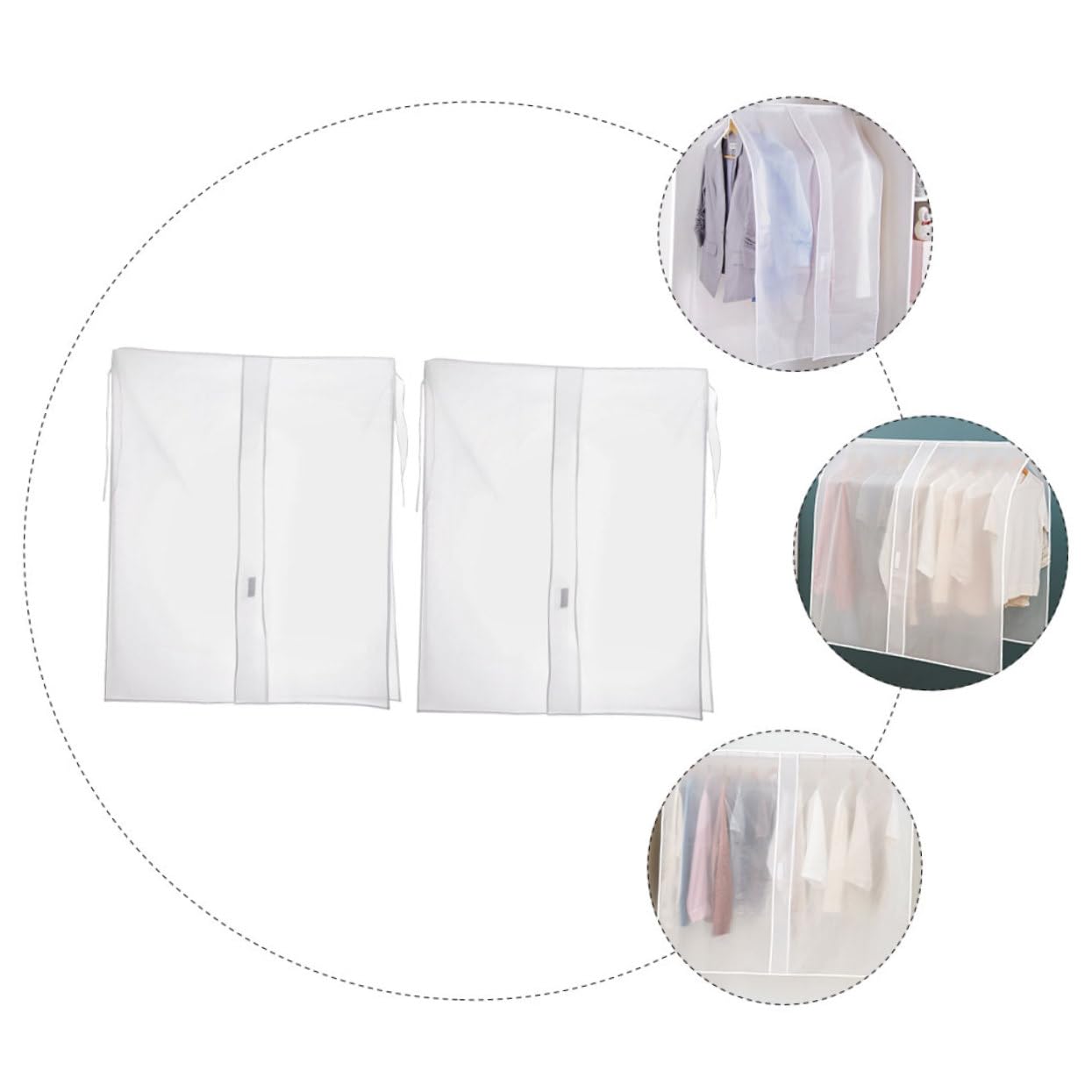 2piezas Funda De Abrigo Prueba De Polvo Fundas Protectoras Para Ropa Impermeables Bolsa De Almacenamiento Para Armario Protector Para Perchero Para Colgar Ropa El Armario