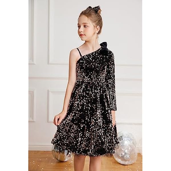 GRACE KARIN Vestido Festivo de Lentejuelas Brillantes para niñas con Diadema CL1001