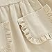VISGOGO Toddler Baby Girl Dress Linen Long Sleeve Solid Color Girls 12 18M 2T 3T 4T 5T Dresses with Pocket for Fall Spring (Khaki, 12-18 Months)