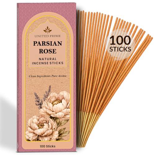 Persian Rose Incense 100 Sticks No Charcoal Clean Burning Stick Incense for Calming 100% Natural Organic Non Toxic Floral Blend Spiritual Healing Positive Vibes Incense