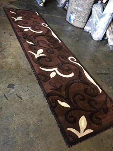 Miniatura 2 de EMIRATES Modern Runner - Alfombra contemporánea con diseño floral marrón 525 (2 pies x 7 pies 2 pulgadas)