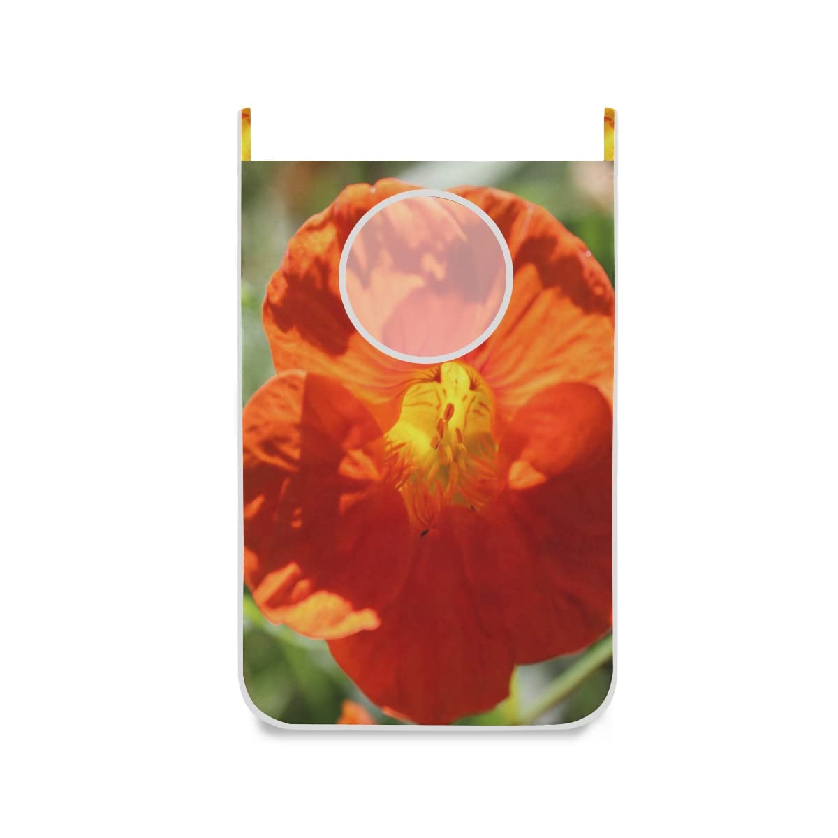 Hengpai Kids Cute Hanging Laundry Hamper Bag Dirty Clothes Bag Basket Fabric Wash Bag with Door Wall Hooks,Nasturtium Flower Bloom