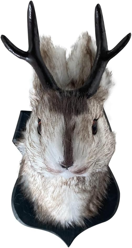 Ochine Jackalope Easter Bunny Wall Decor - Rabbit Head Antlers Easter Decorations - Wall Sculpture & Statue - Deer Head Wall Art for Home Decor
