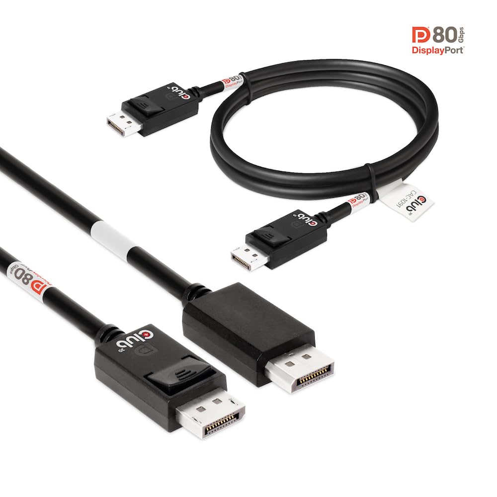 Club3D CAC-1091 DisplayPort™ 2.1 dwukierunkowy kabel VESA DP80 certyfikowany 4K120Hz, 8K60Hz lub 10K30Hz St/St 1,2 m