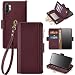 Antsturdy Samsung Galaxy Note 10+ Plus case Wallet with Card Holder for Women Men,Galaxy Note 10+ Plus Phone case RFID Blocking PU Leather Flip Cover with Strap Zipper Credit Card Slots,Wine Red