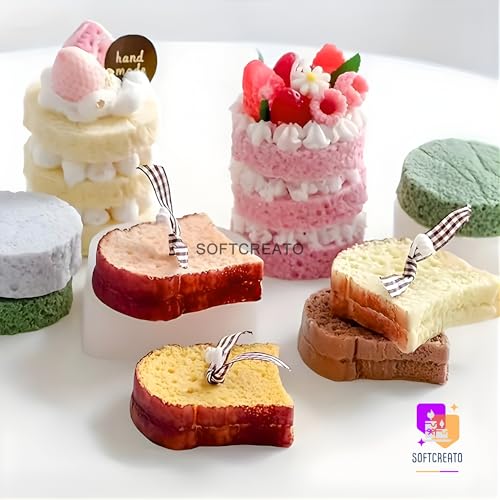 Image of Bread Toast Slice Silicone Candle Mould | Dessert Cake Shape Candle Making Mould | Aesthetic Bakery Theme Wax, Soap, Resin Mold | Decorative Candle Mould Silicone for DIY Craft (Bread Slice)