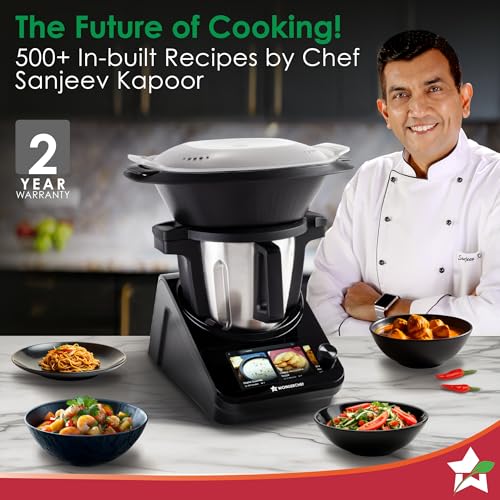 Image of Wonderchef Chef Magic Kitchen Robot, Automatic Cooking Assistant, 500+ Recipes by Chef Sanjeev Kapoor, 15+ Cooking Modes, Create /Edit Recipes, Built-in Weighing Scale, Wi-fi & Phone App, 2-Yr Warranty