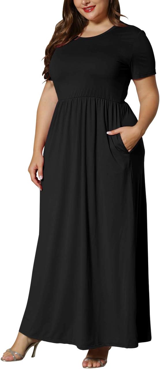 KARALIN Women’s Plus Size Maxi Dresses for Curvy Women Summer Casual Short Sleeve 2026 Long Dress 14W-26W - Image 5