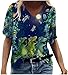 Oudan Camiseta de verano de manga corta con cuello redondo para mujer, holgada, informal, con gráfico, blusa de moda, 8# Navy, 38
