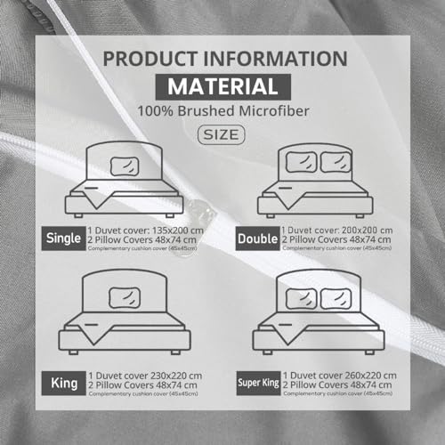 Aaryan Linen Pintuck Duvet Cover Sets - King Size Duvet Cover - Perfect King Size Bedding Sets with Pillow Cases & Complementary Pintuck Cushion Cover – Gray - Image 5