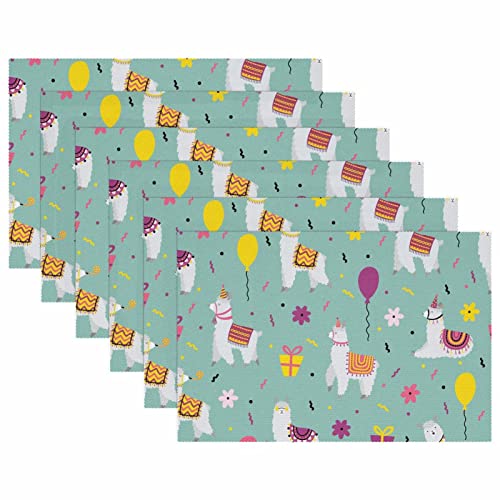 Sets de table tissu Oxford anti-chaleur vert alpaga lavables pour cuisine
