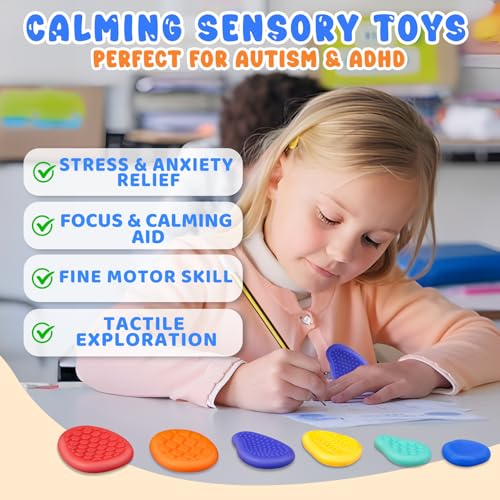 Fidget Sensory Toys for Kids & Adults with Autism ADHD: 6-Pack Silent Small Anxiety Relief Items, Quiet Fidgets & Worry Stones for Classroom Prizes, Mini Desk Toys for Calm Down - Image 4