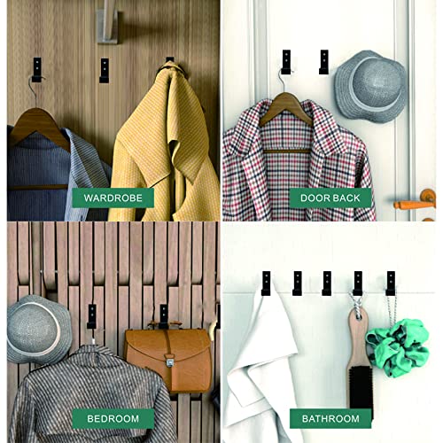 Meetrade Wall Hooks For Hanging Folding Coat Hooks 6 Pack Heavy Duty Wall Mounted Hook Hangers For Key Coat Towel Hat Bag Backpack Headphone In Door Bathroom Closet With Adhesive And Screws (Black) #TOP5