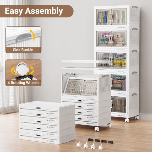 Image of BROVIEW 180Qt Stackable Storage Bins with Lid for Home Dorm, 4Pack White