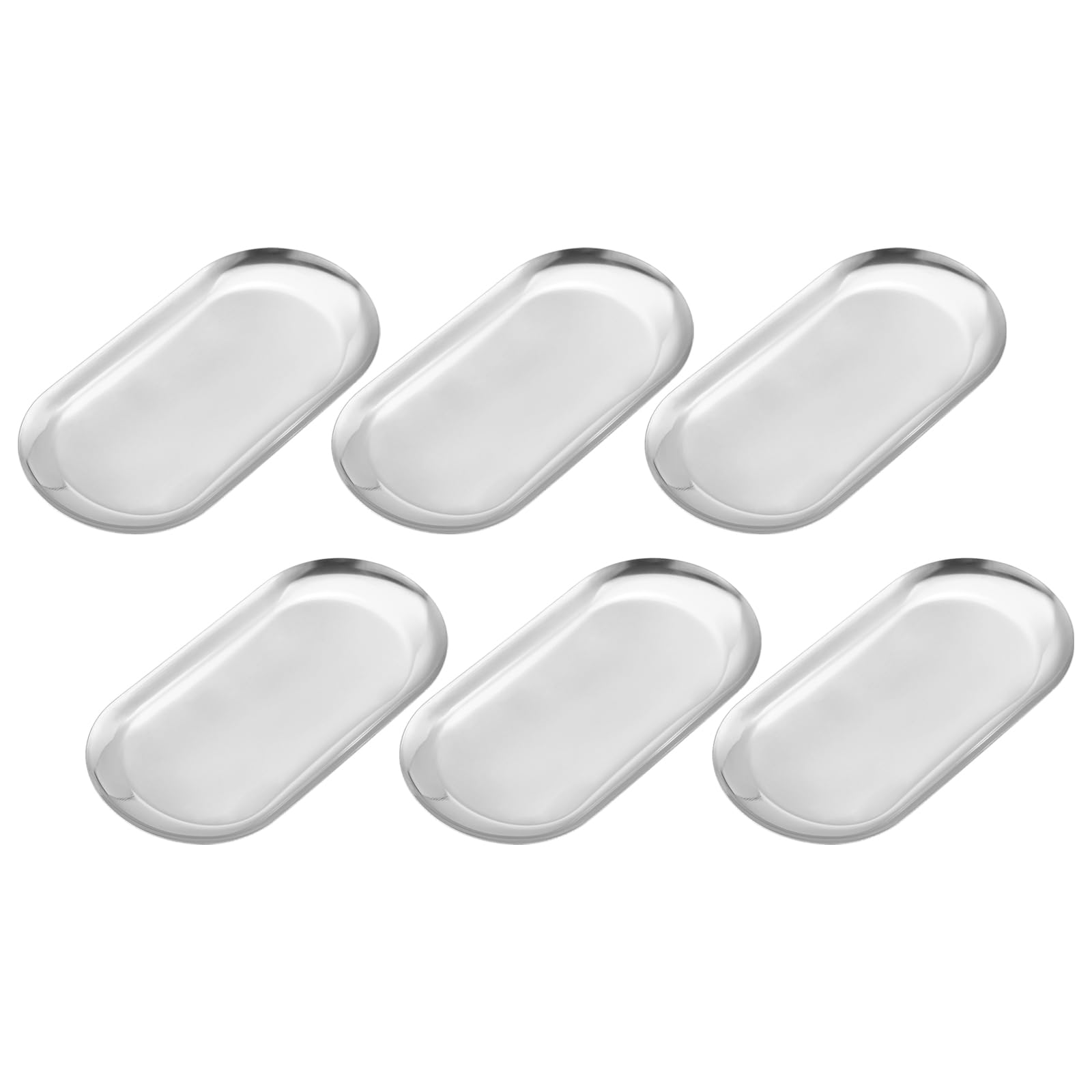 Plateau en acier inoxydable argenté 17,8x8,4 cm de salle de bain lot de 6