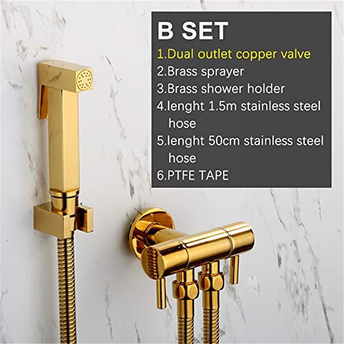Douchette de bidet de toilette et kit de douche à main jet haute pression or