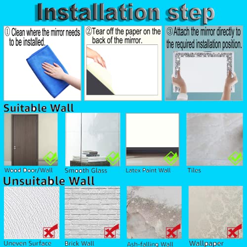 Xihacty Crystal Crush Diamond Glass Full Length Wall Mirror Tiles，14''X11'' 4Pcs Frameless Full Body Mirror, Gorgeous Silver Mirror For Home Gym Wall Decoration.(14''X11''- 4Pcs) #TOP6