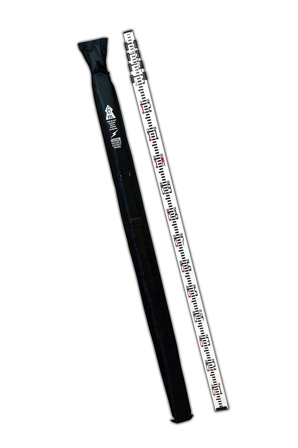 SIMRAH ALUMINIUM LEVELING STAFF TELESCOPIC 5 METER WITH DELUXE QUALITY WITH BLACK CANVAS COVER-image-6