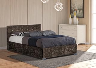 Comfy Living 4ft6 Double Crushed Velvet Storage Ottoman Bed Frame (Silver)