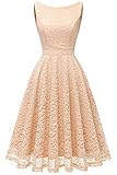 Retro Vintage Stil,Weiche florale Spitzenschicht,durchsichtige Spitzen am Schulterteil,U-Ausschnitt,knielang,ohne Arm.