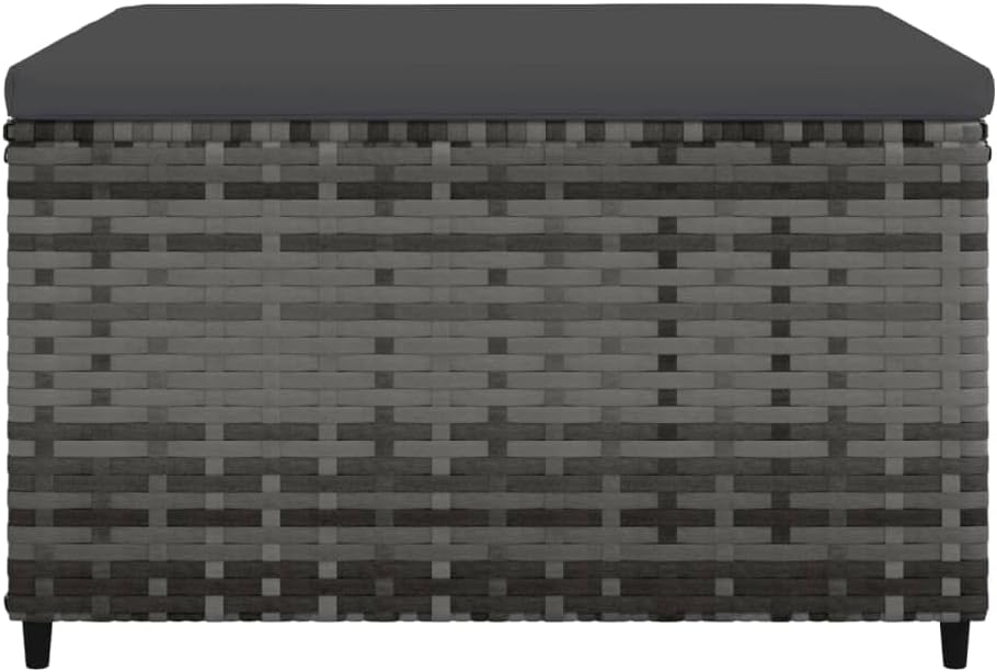 vidaXL Outdoor Patio Footrest with Cushion - Elegant Contemporary Design - Poly Rattan Weather- Material - Powder-Coated Steel Frame - Modular Design for Customizable Lounge Set